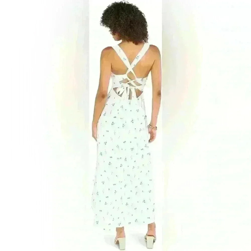 NWT! SHOW ME YOUR MUMU MARMONY MIDI DRESS in BLUE WHITE FLORAL PRINT SIZE XXL - Picture 2 of 6